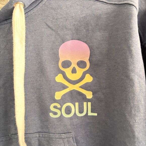 SOUL Soulcycle Blue Crop Ombre Skull Hoodie Sweatshirt Spinning‎ Cycling med - Picture 3 of 5